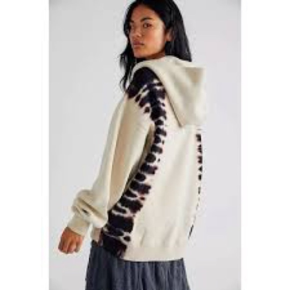 FREE PEOPLE WASHED GREY MORNING COMBO TIE DYE ITS A VIBE HOODIE | LARGE - Picture 3 of 16